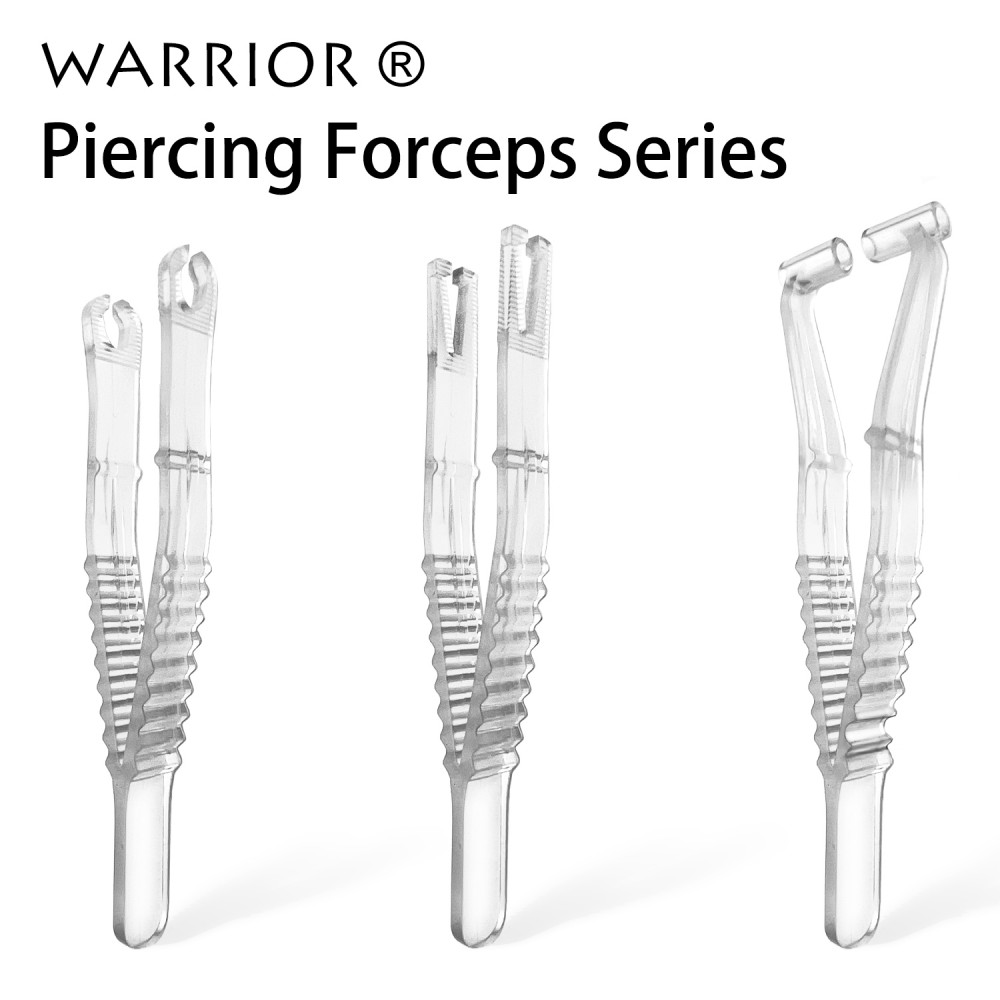 Sterile Disposable Plastic Piercing Forceps Warrior pliers Oval Open - 50 pcs