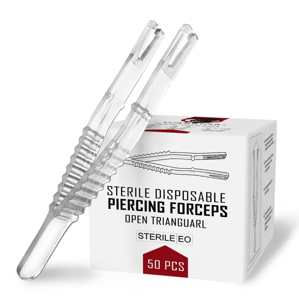 Sterile Disposable Plastic Piercing Forceps Warrior pliers Triangular Open - 50 pcs