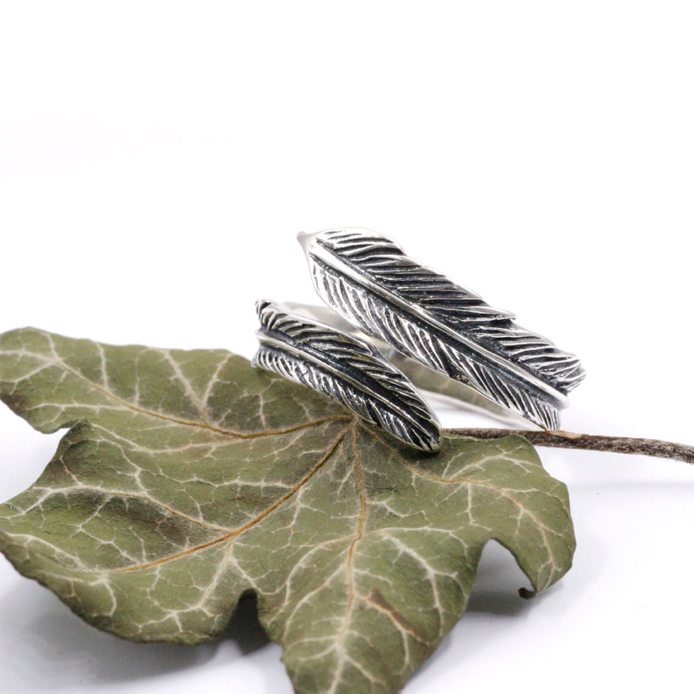 Silver Ring Feather