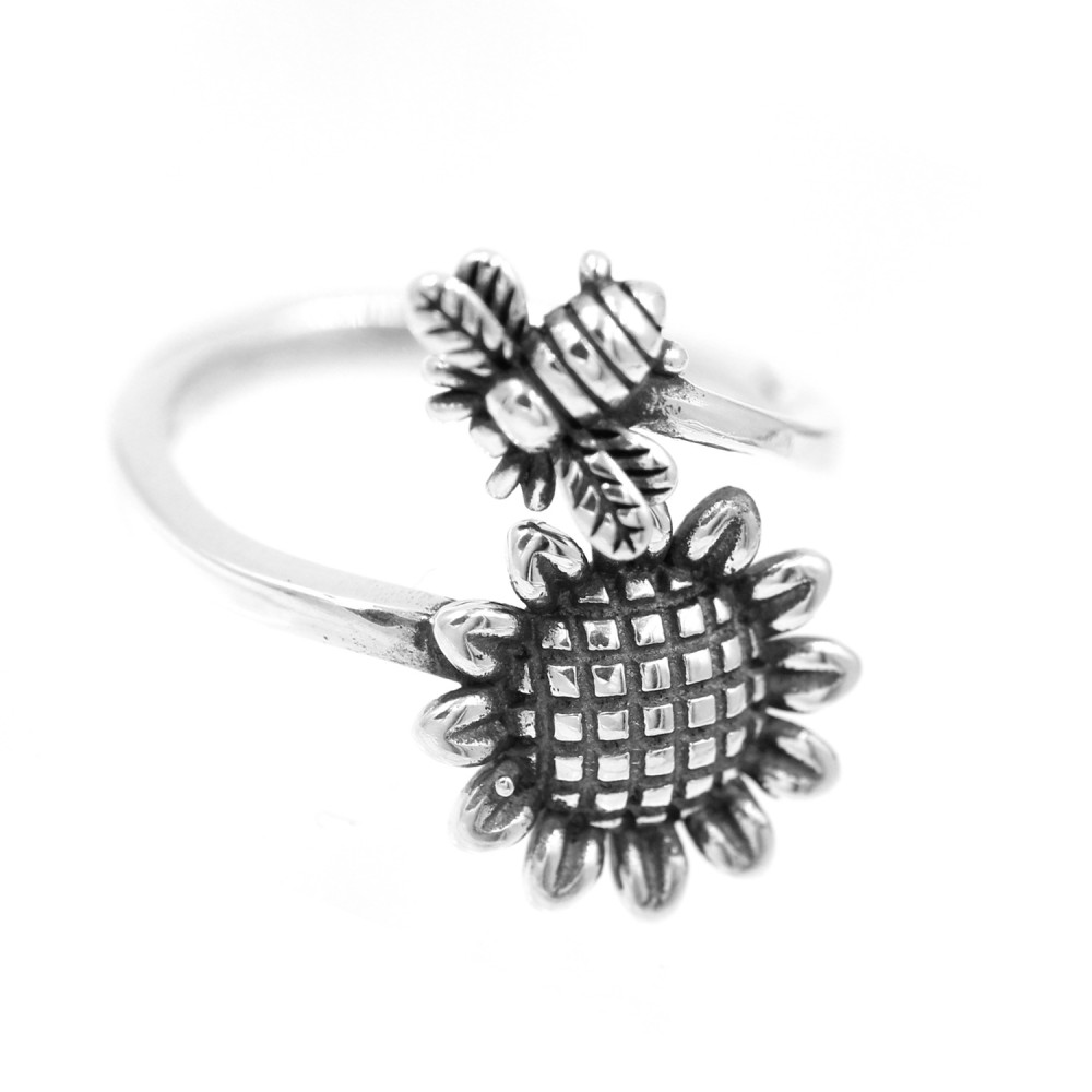 Ring Bee and Sunflower Silver 925