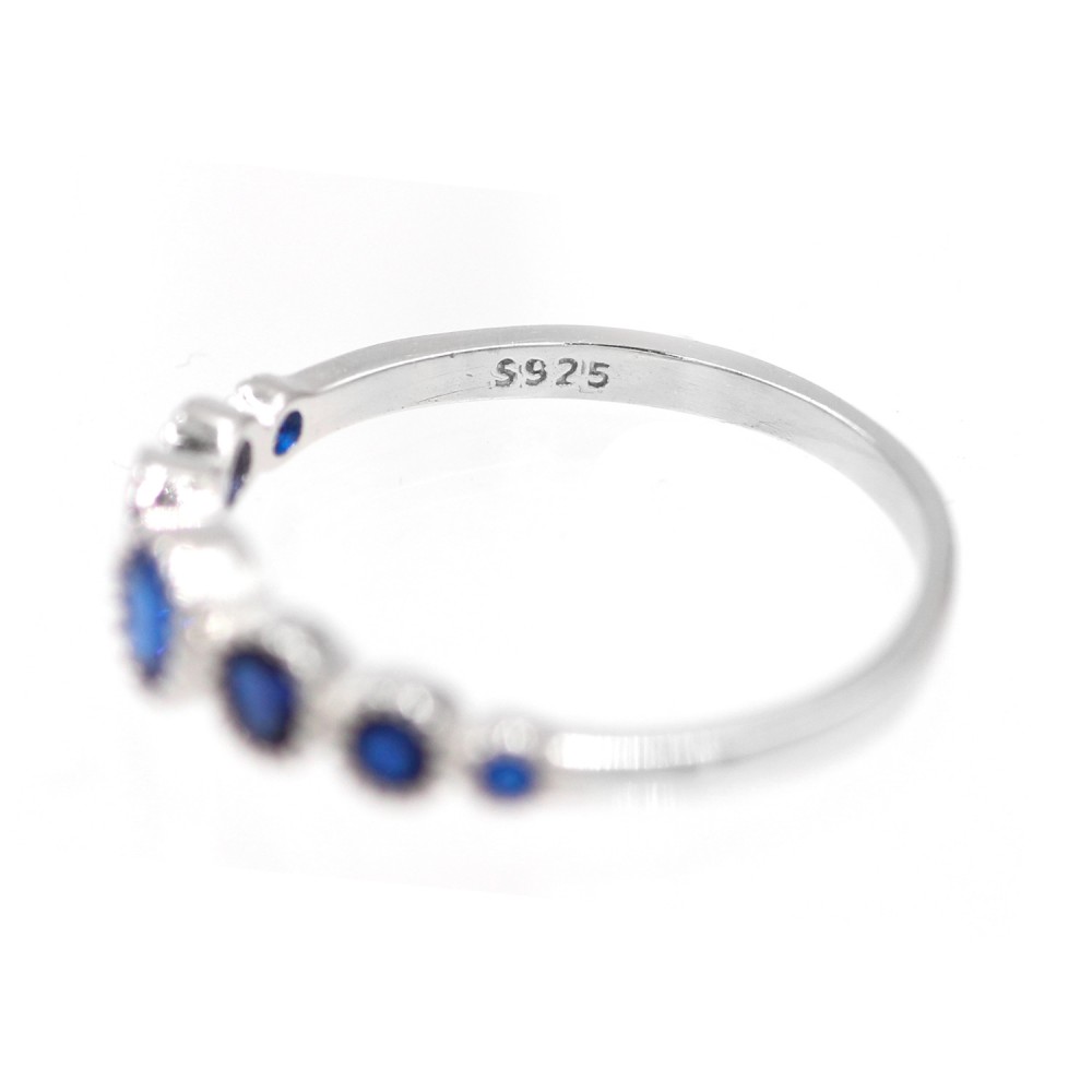 Ring with Blue Crystals Silver 925