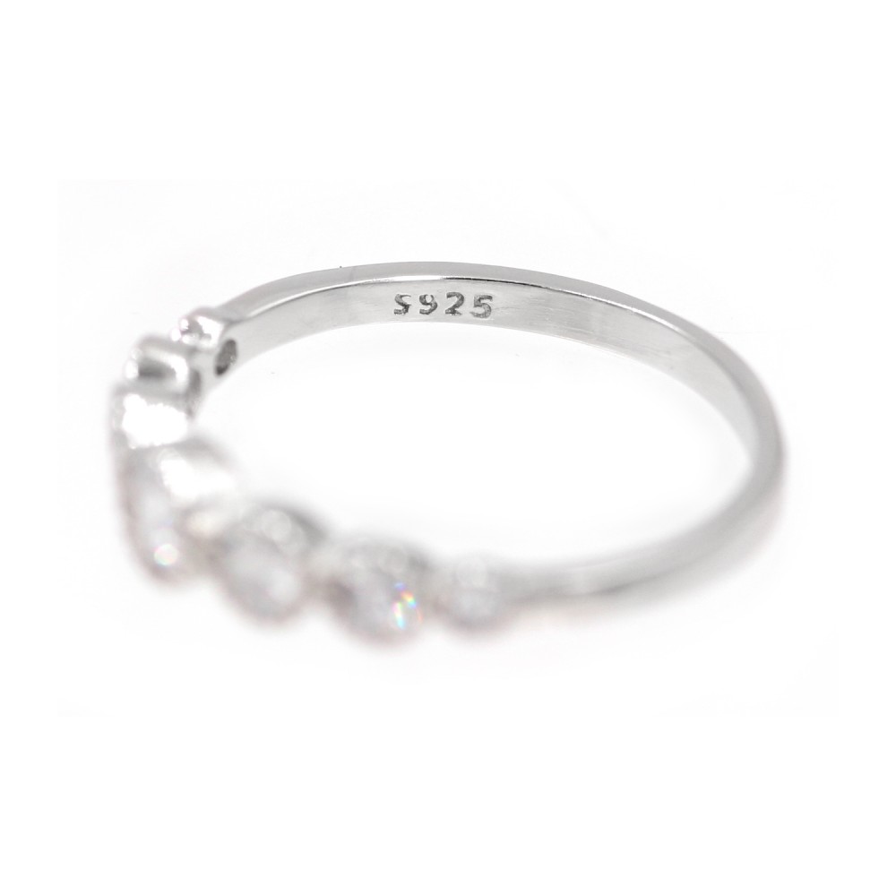 Ring with White Crystals Silver 925