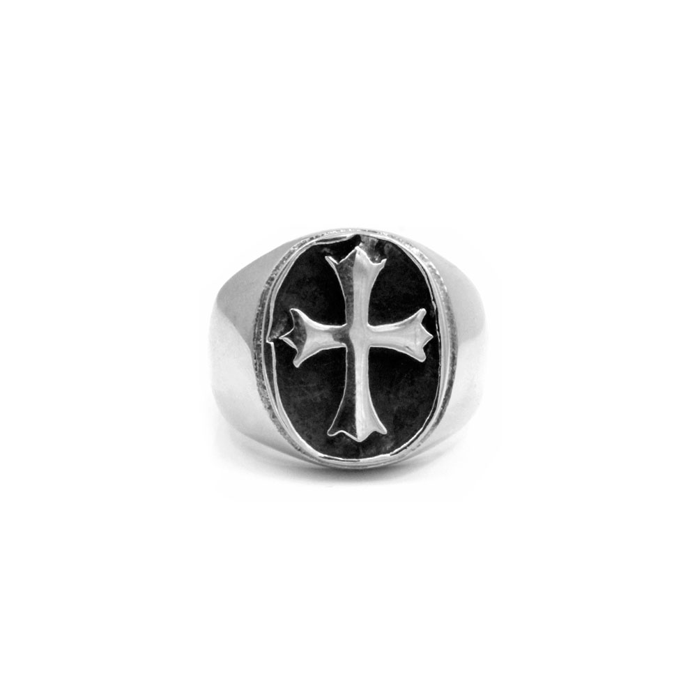 Steel Ring with Cross