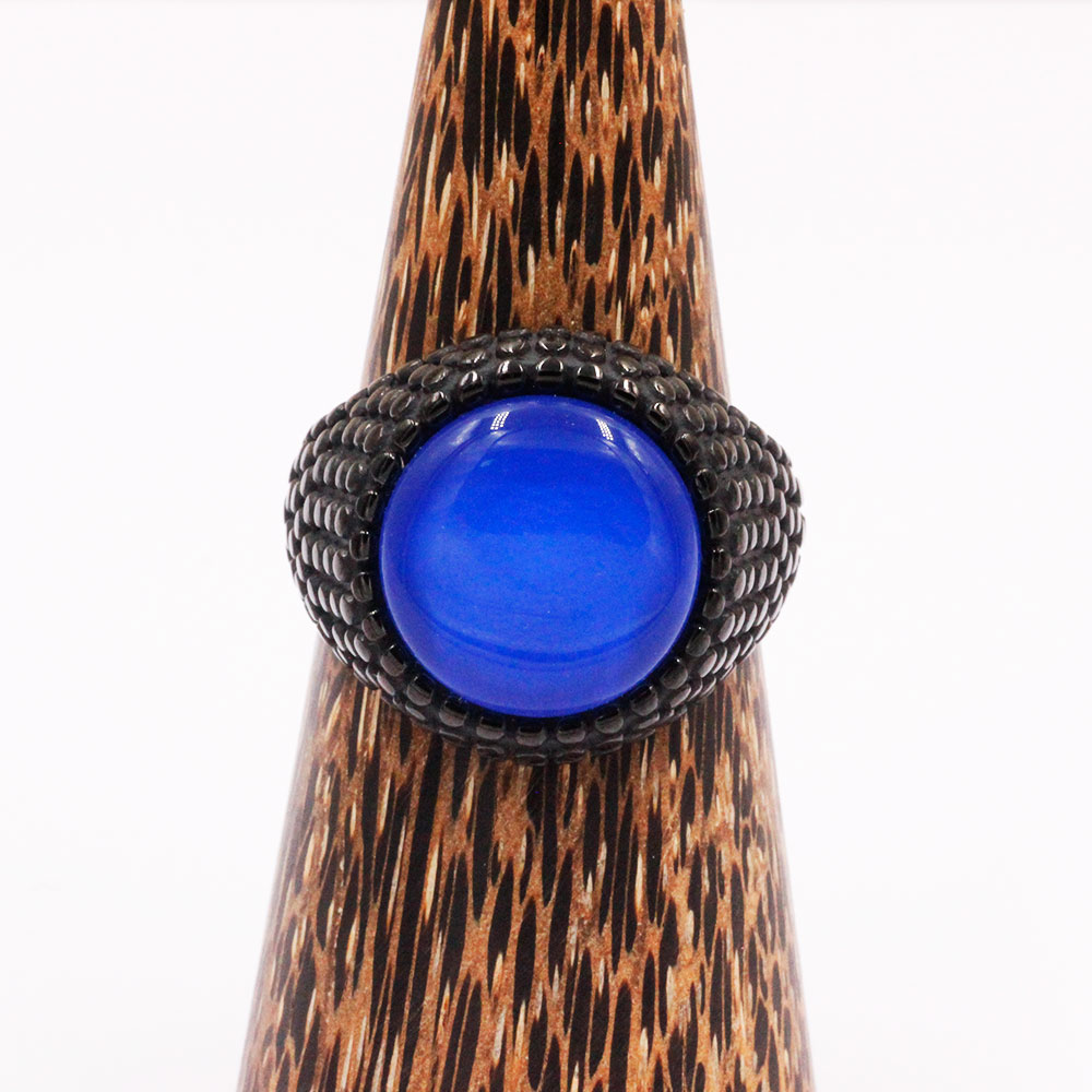 Black Ring with Blue Gem