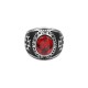 Red Gem Ring with Cross