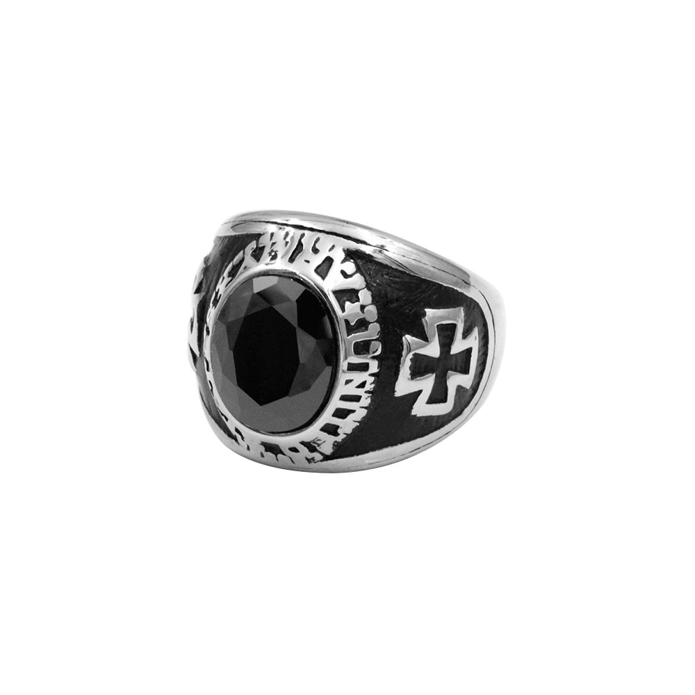 Ring cross with black gem
