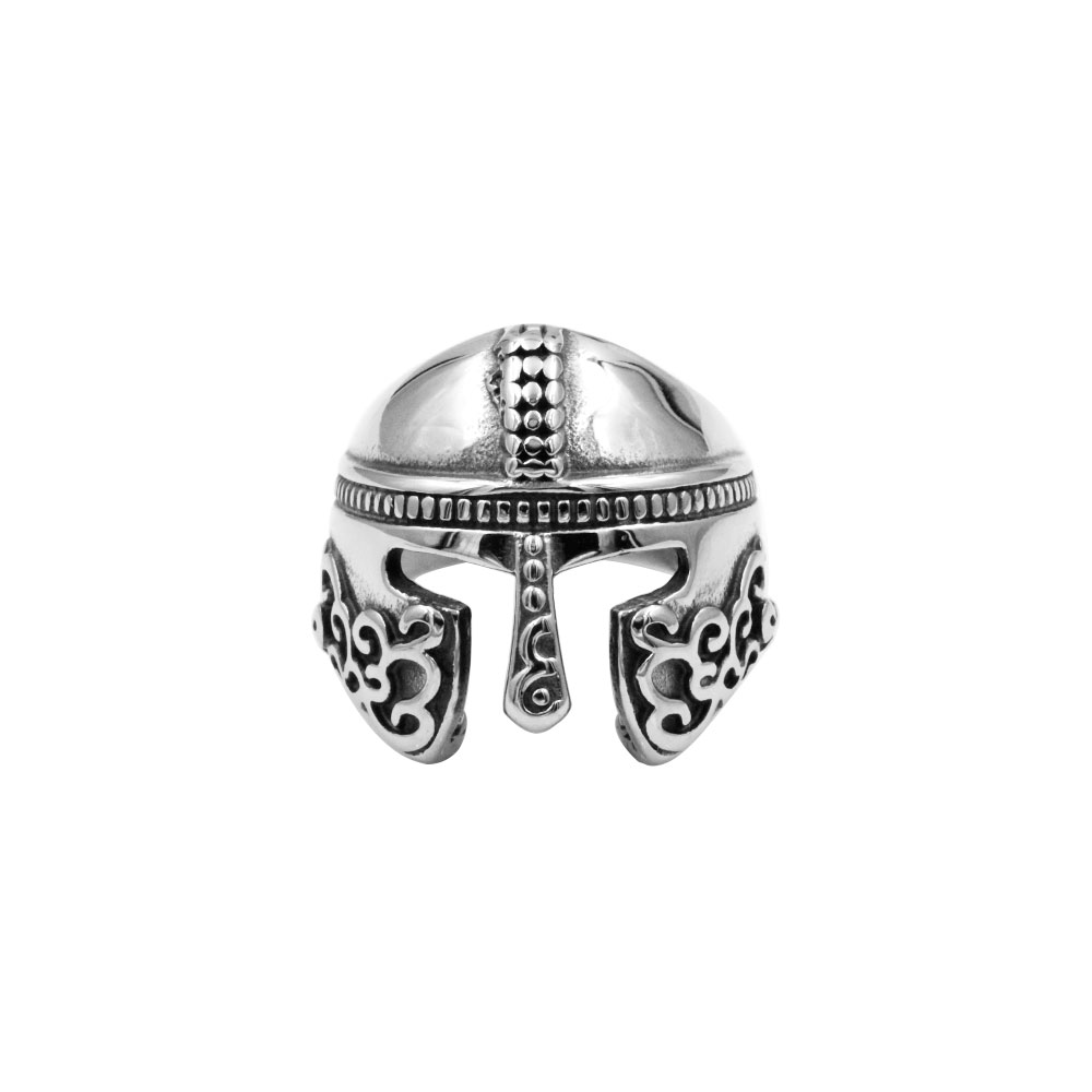 Greek Style Warrior Helmet Ring in Steel