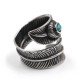 Ring Feather with Light Blue Gem