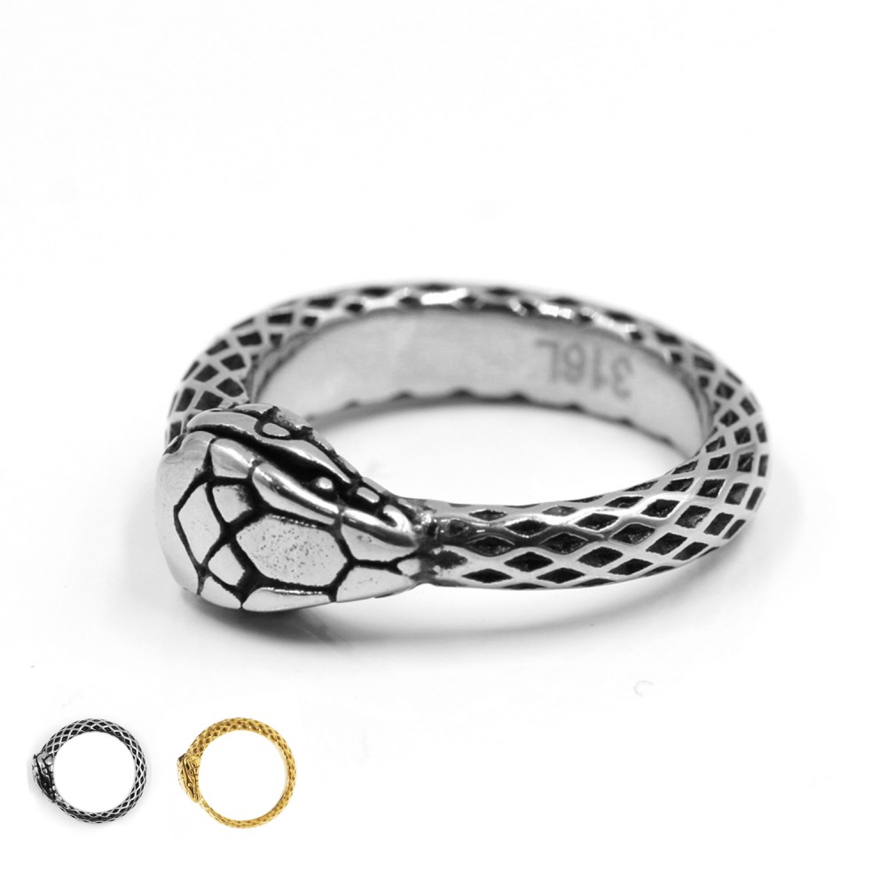 Ring with Ouroboros Snake