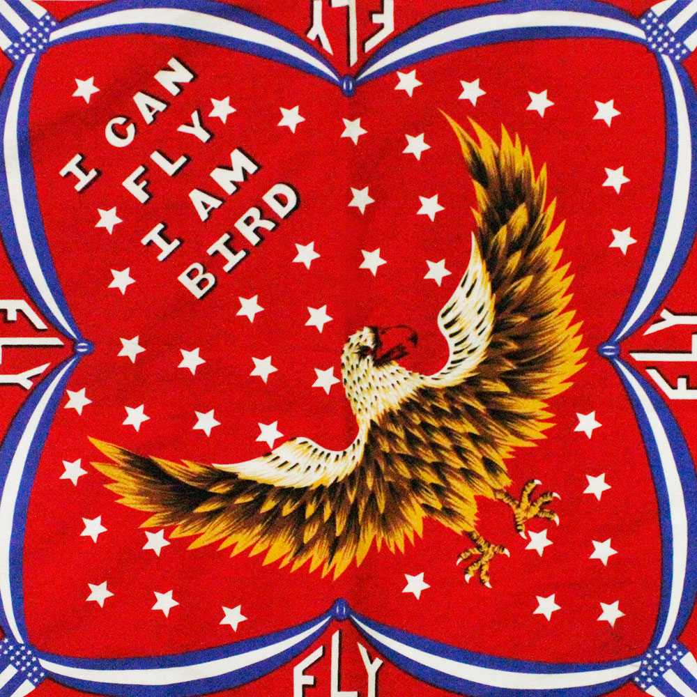 Square Bandana Eagle with Wording Red