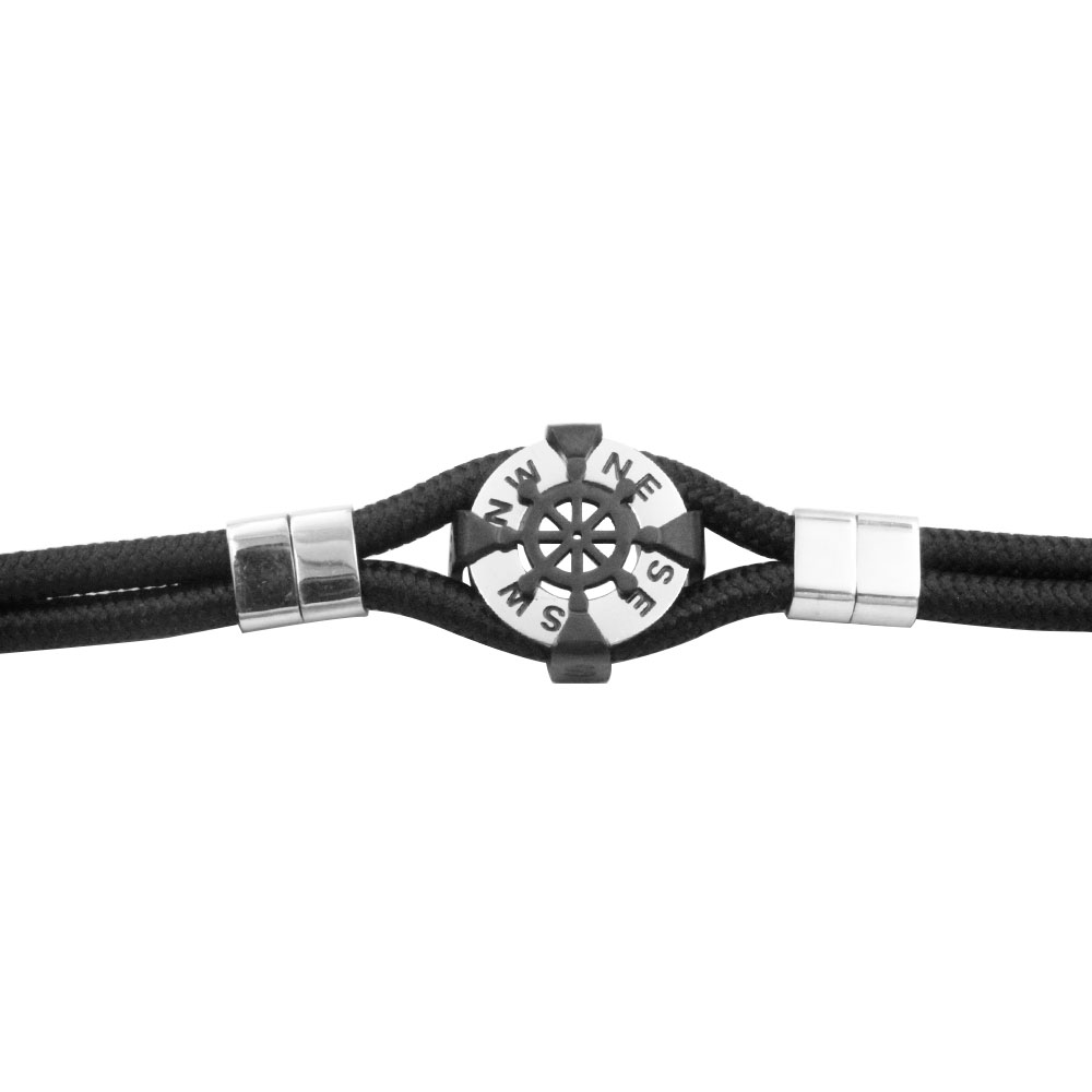 Bracelet with  Compass in Leather and Steel