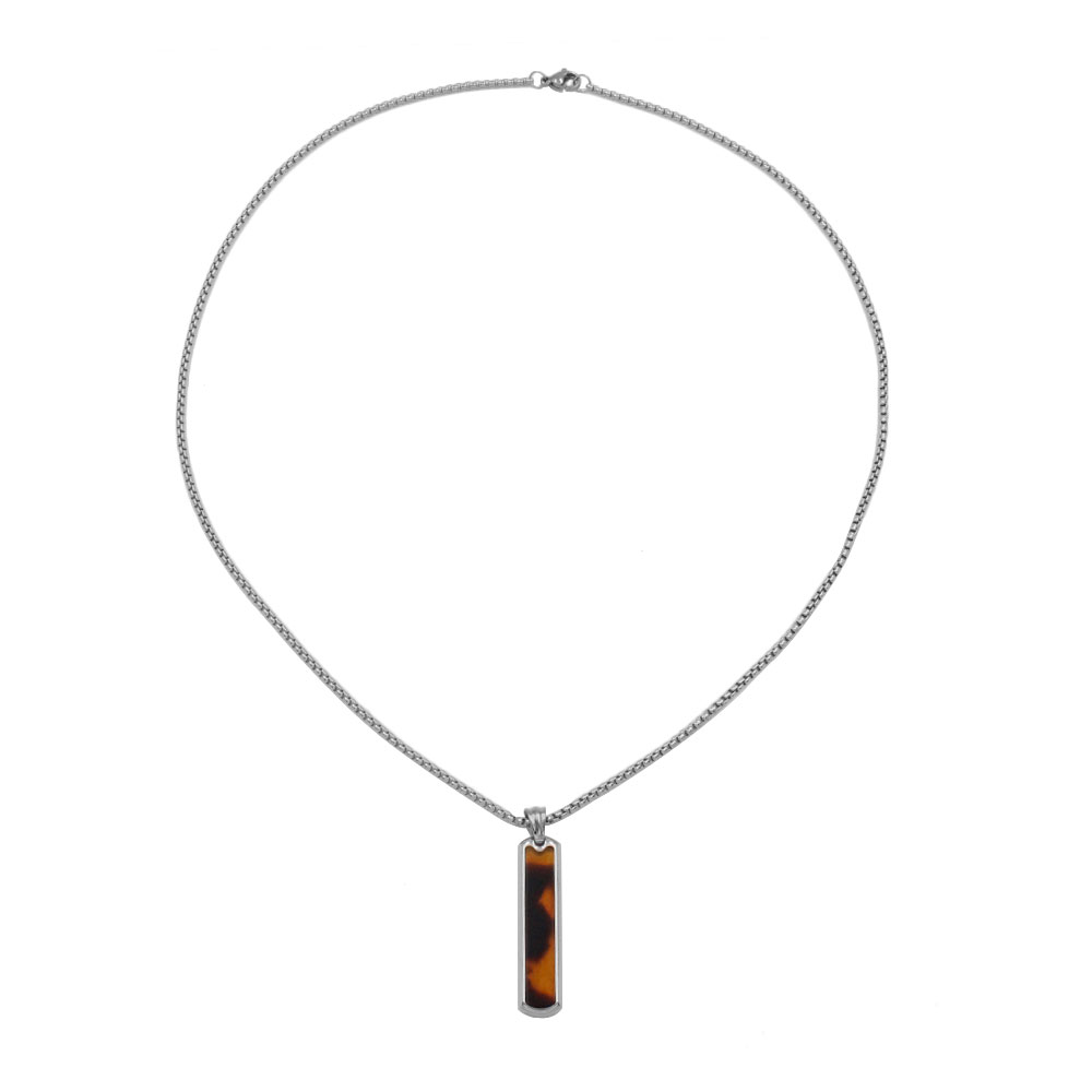 Rectangular stainless steel bar necklace