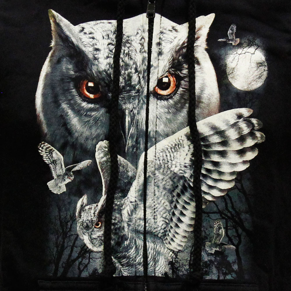 Hoodie with Hat Noctilucent of Owl and Eagle Design