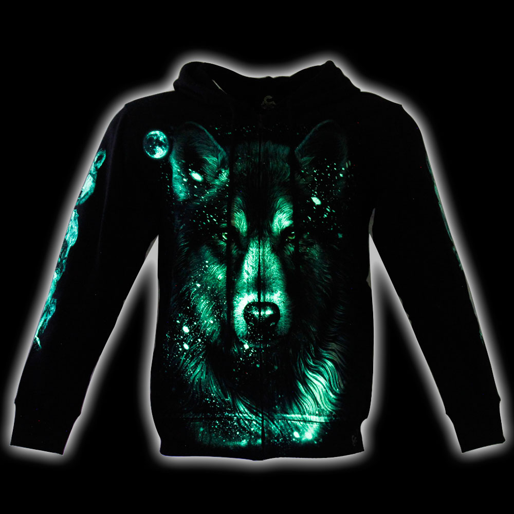 Hoodie with Hat Noctilucent of Wolf Design