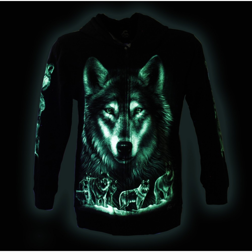 Hoodie with wolf Glow in the Dark