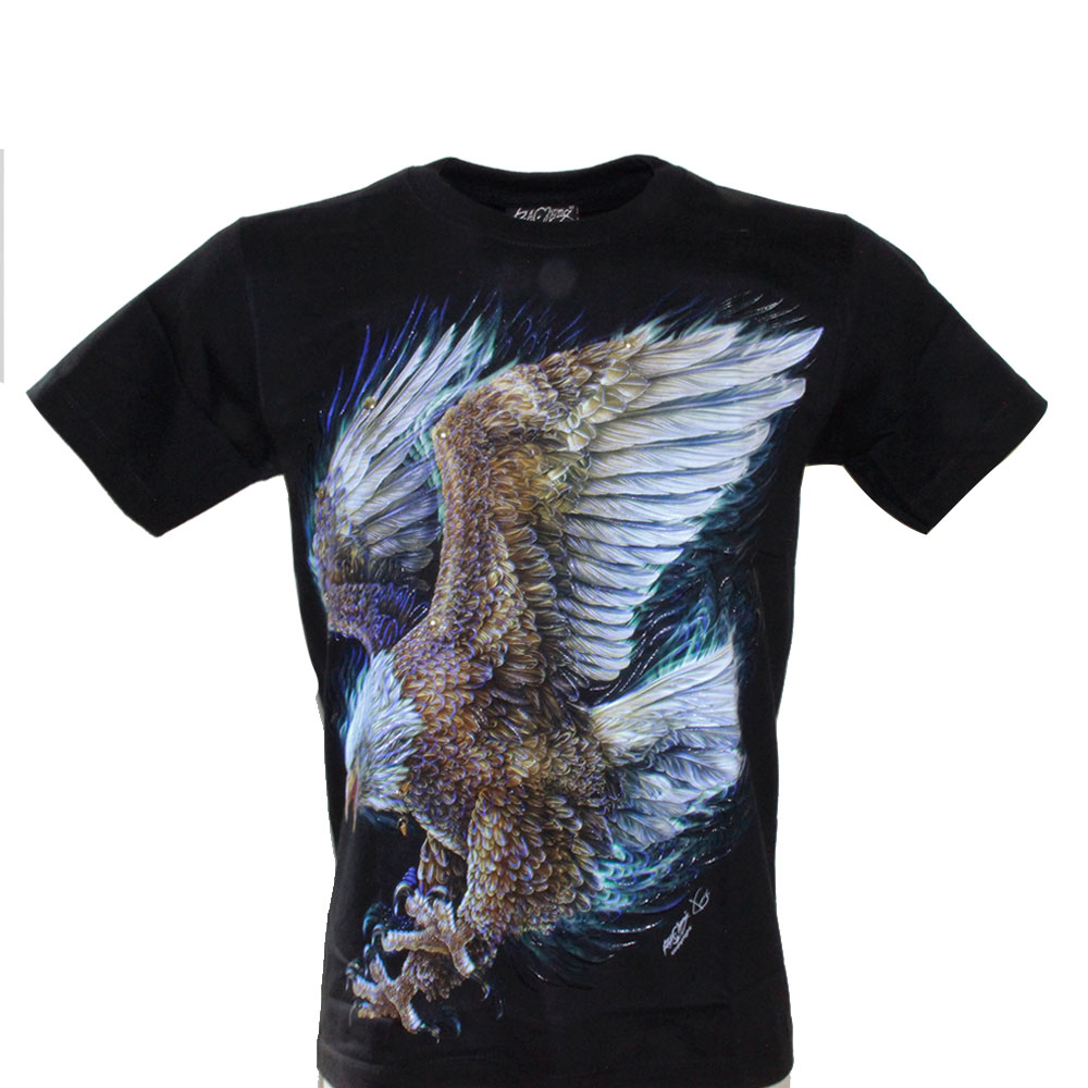 Rock Chang T-shirt Golden Eagle Effect 3D Glow in the Dark with Piercing