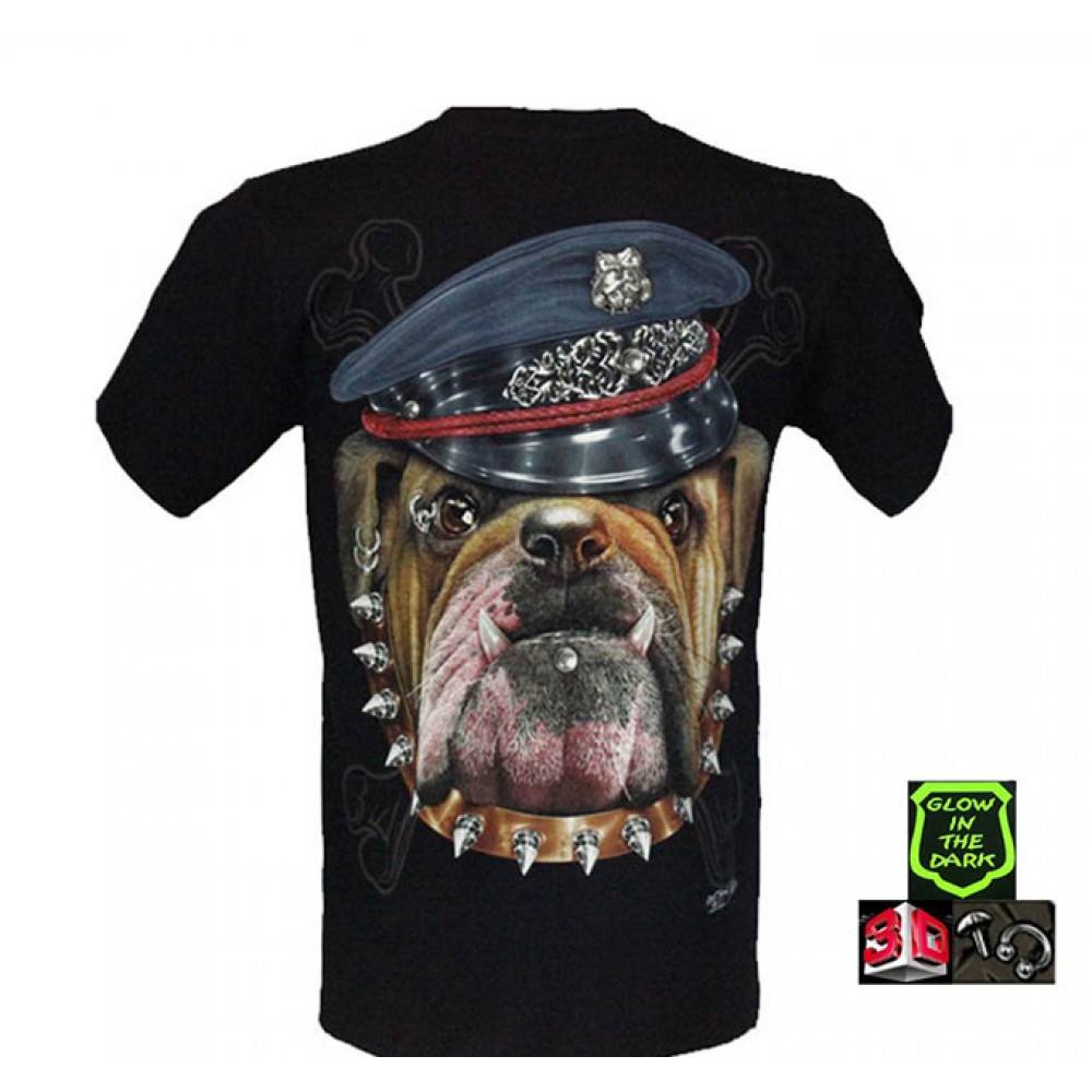 Rock Chang T-shirt Effect 3D and Noctilucent Dog with Piercing