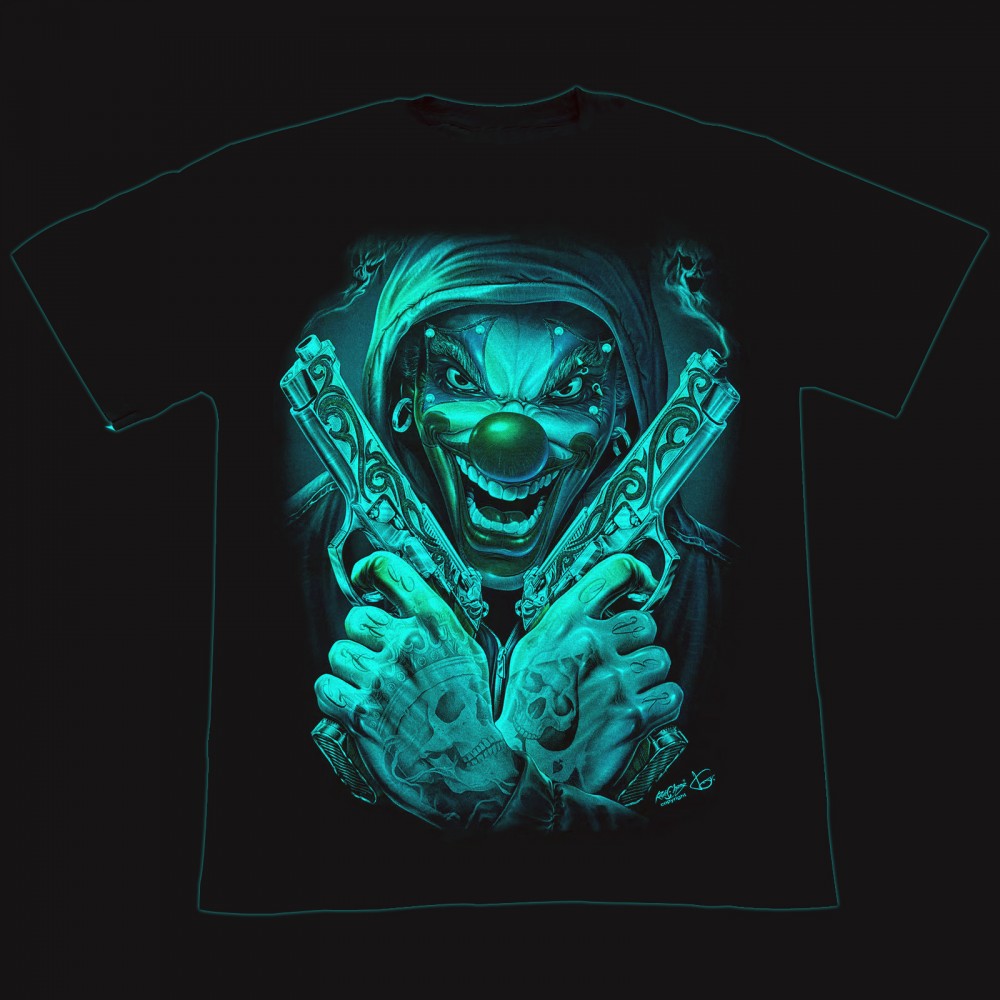 T-shirt Clown  Effect 3D and Noctilucent with Piercing
