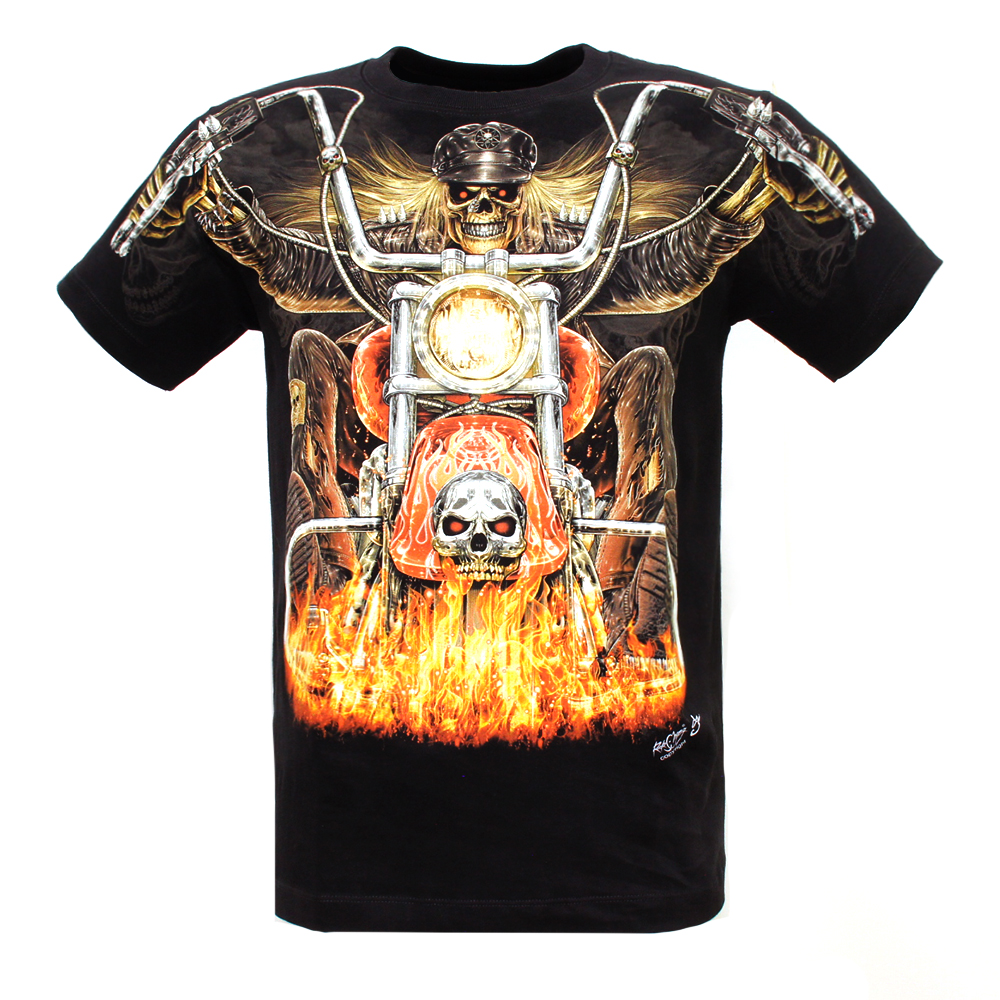Rock Chang T-shirt Skull and Motorcycle