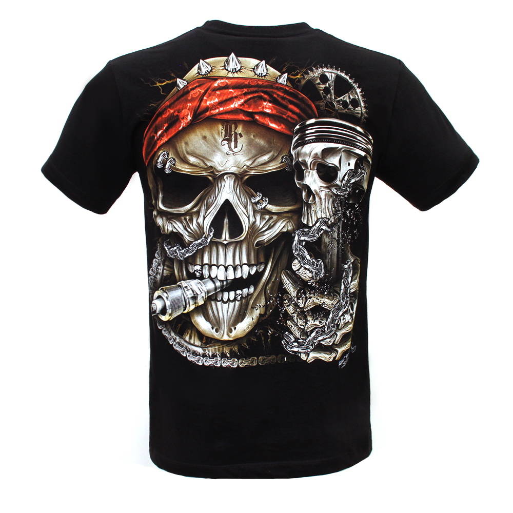 Rock Chang T-shirt  Skull and Motorcycle