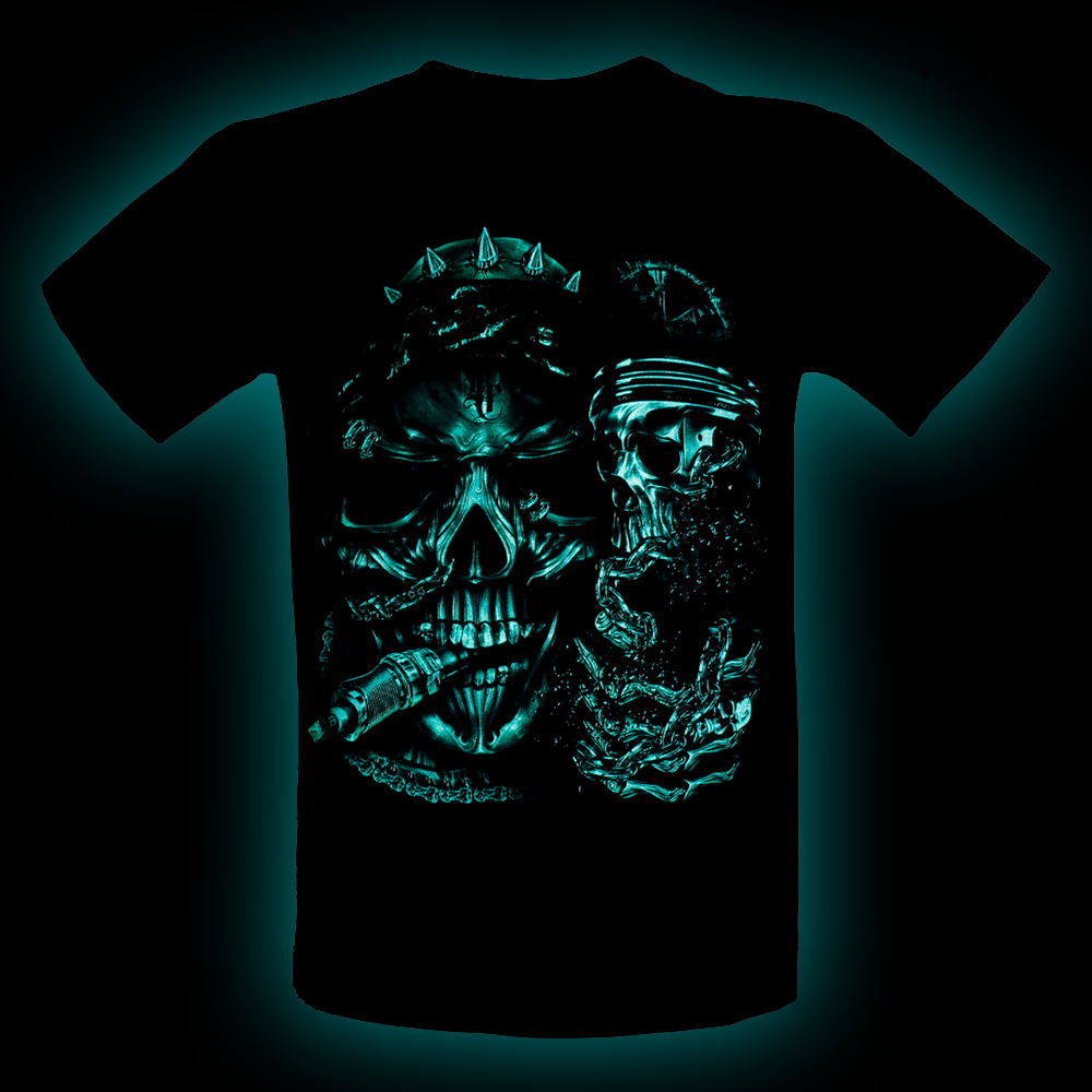 Rock Chang T-shirt  Skull and Motorcycle