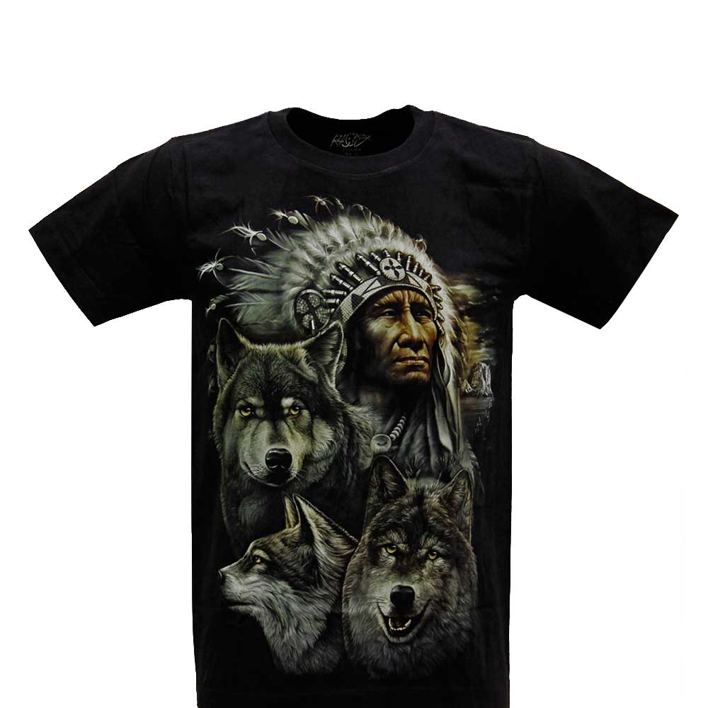 Rock Chang T-shirt Noctilucent Native Americans and Wolves