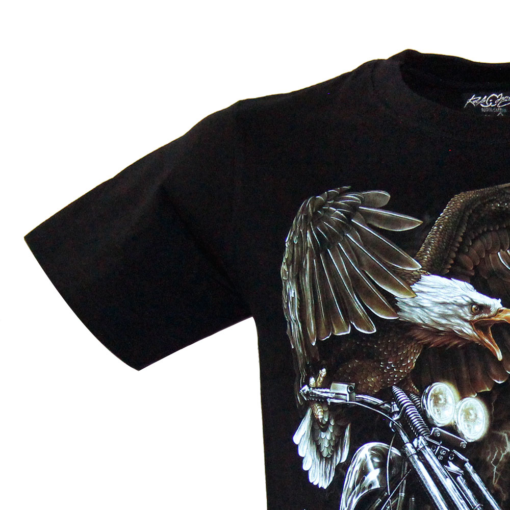Rock Chang T-shirt Noctilucent Eagle with Motorcycle