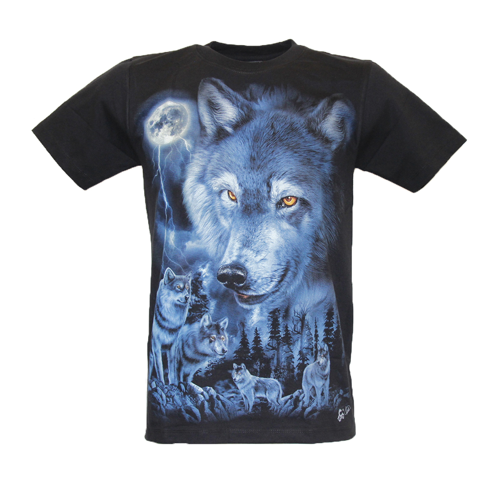 Caballo T-shirt Noctilucent Wolves with the Full Moon