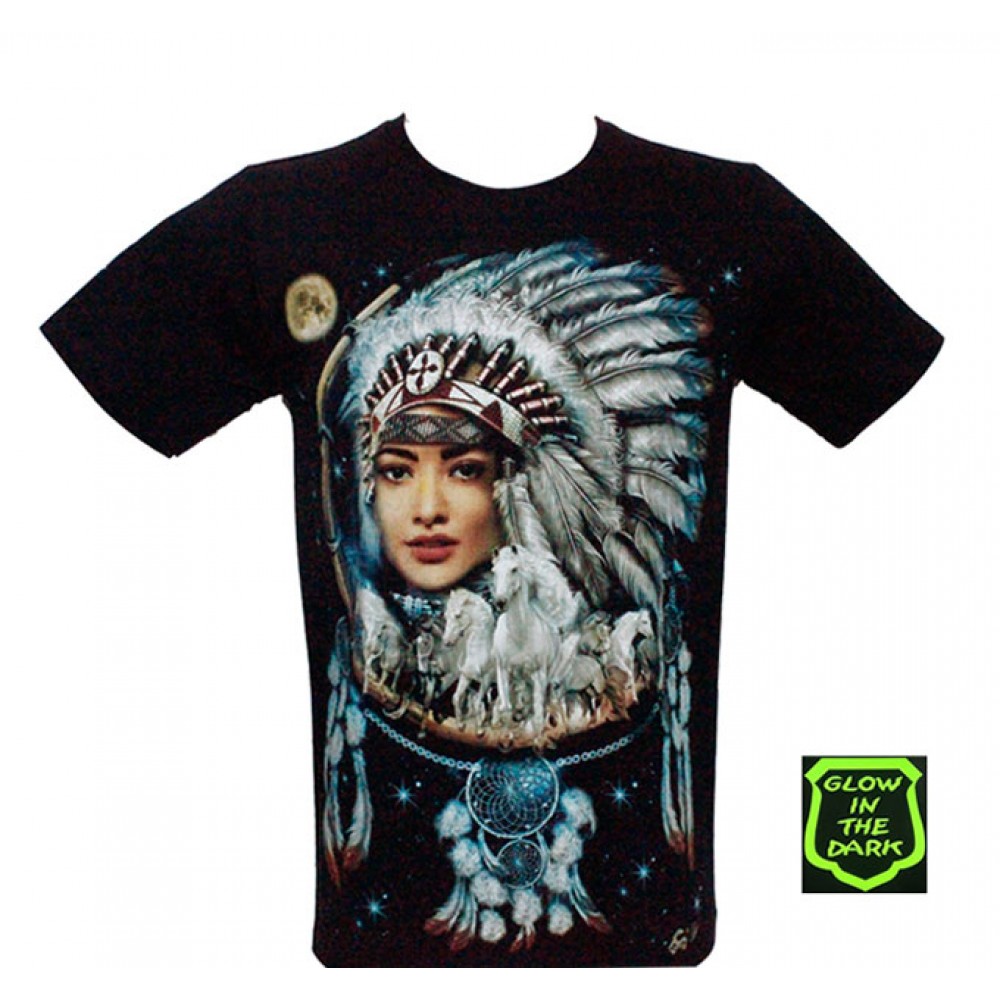 Caballo T-shirt Native American Girl with Horses