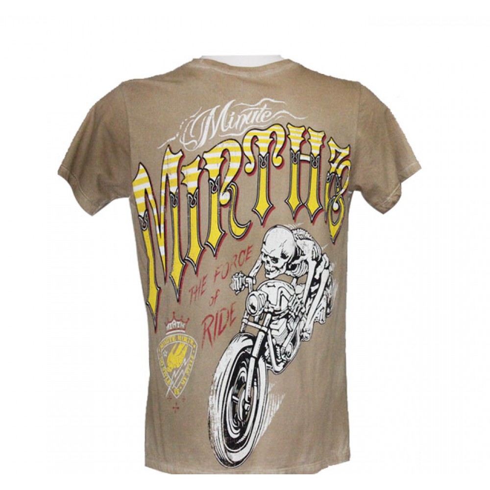 Minute Mirth T-shirt Skull and Motorcycle