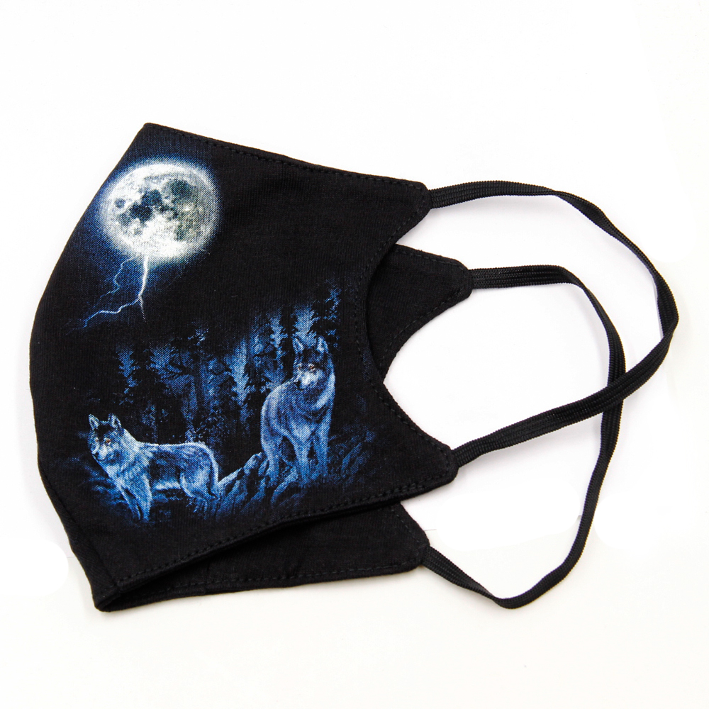 Print mask with wolves and moon