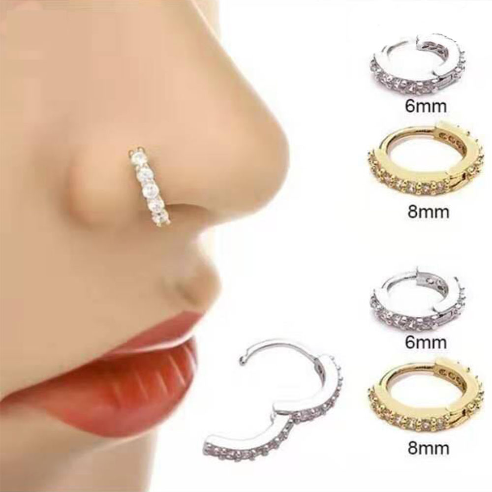 Septum Circle Ring with crystals