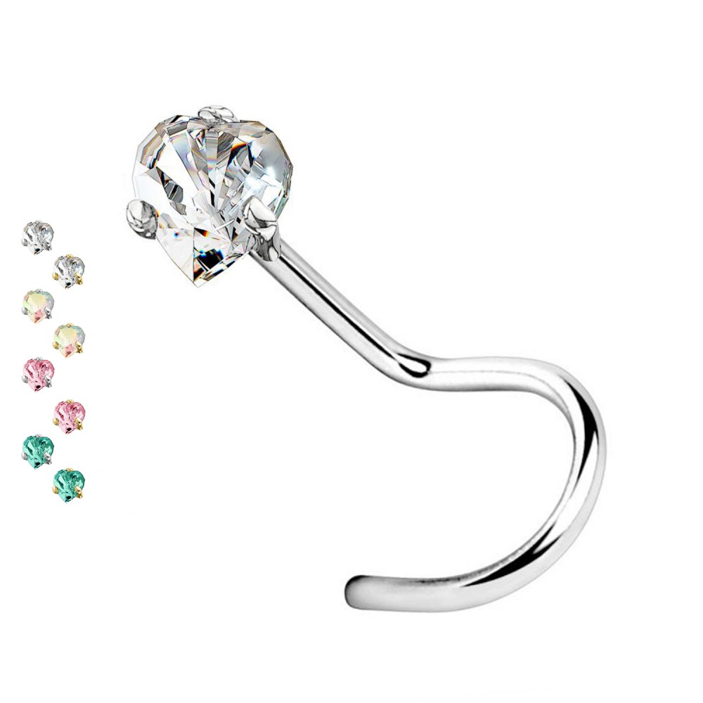 Nose Stud Crystal Little heart of Different Colors