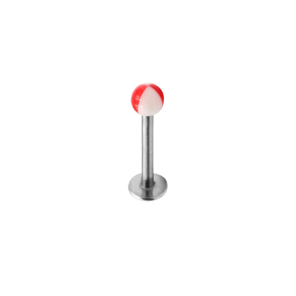 Labret with White and Red Ball