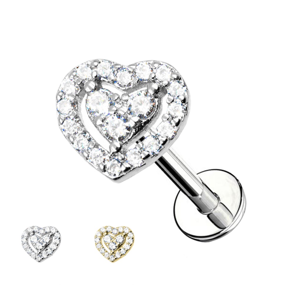 Cartilage Stud Heart with crystal