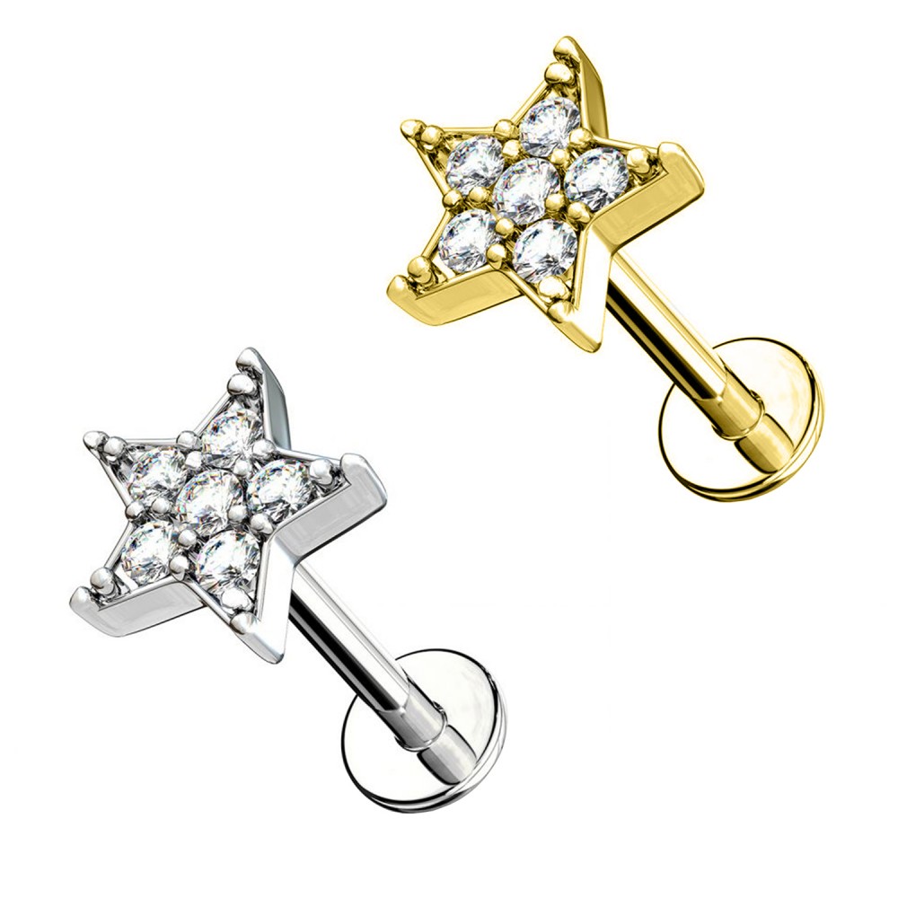 Cartilage Stud Star with Crystal