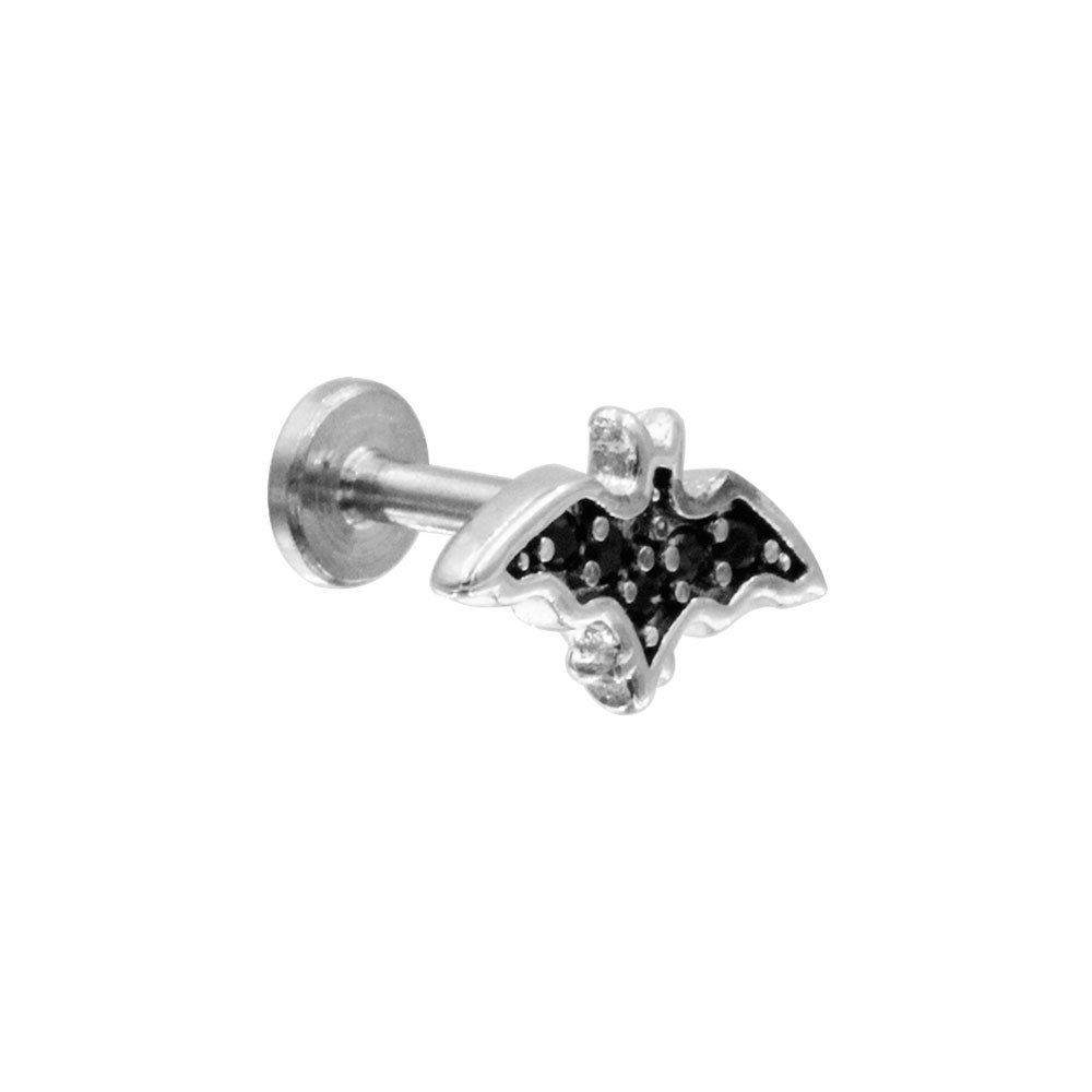 Cartilage Stud Black Bat with Crystal