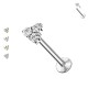 Labret Push-in Threadless Piercing of Steel with Three Crystals