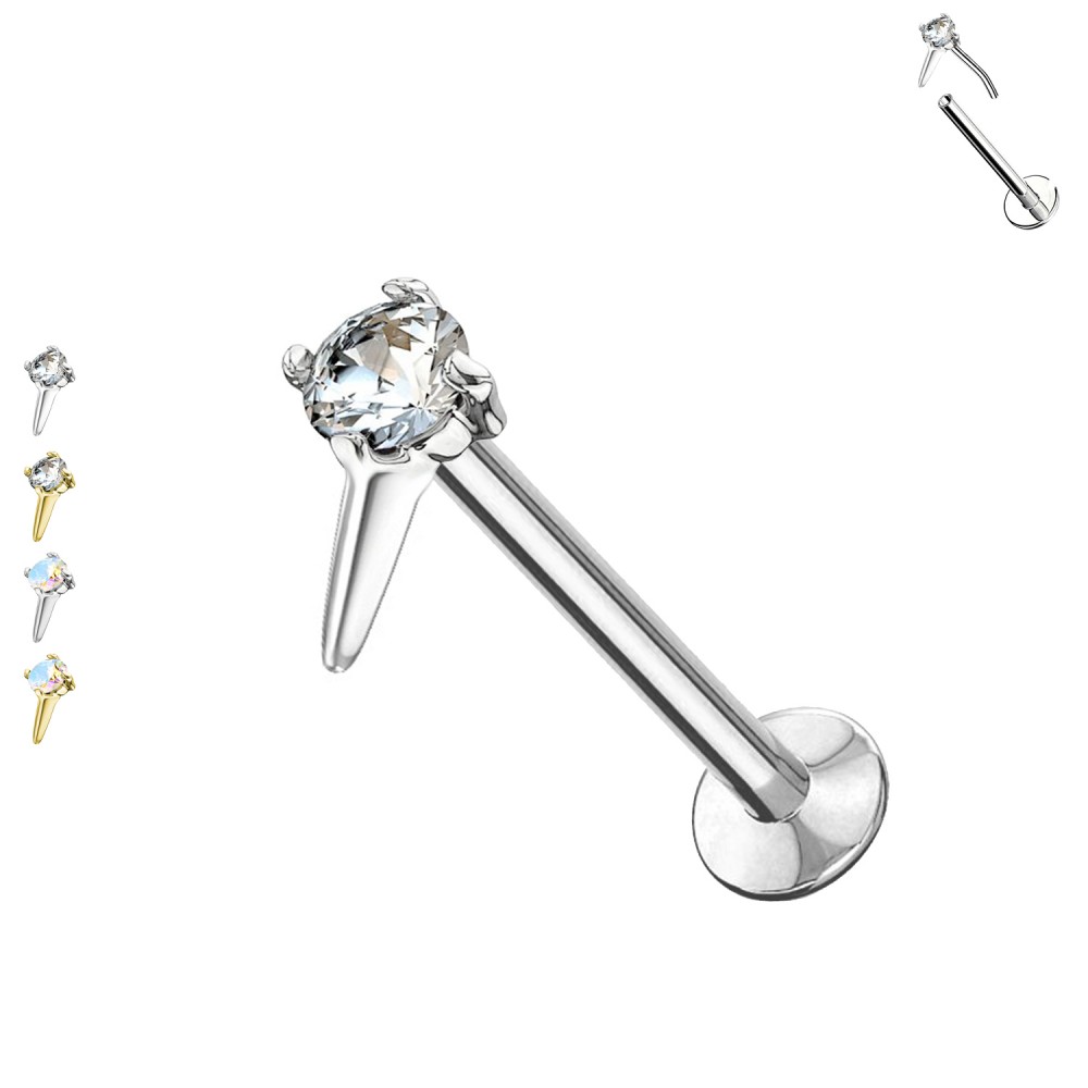 Labret Push-in Piercing of Steel with Crystal