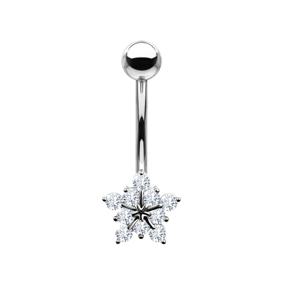 Piercing Banana Belly Button with Crystal Snow Flake