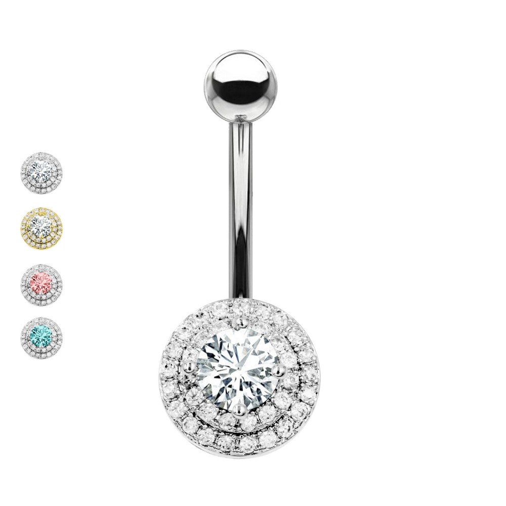 Belly Button Navel Piercing Banana with Round Crystal