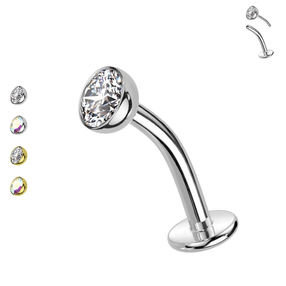 Navel Piercing in Steel with Crystals Push-in