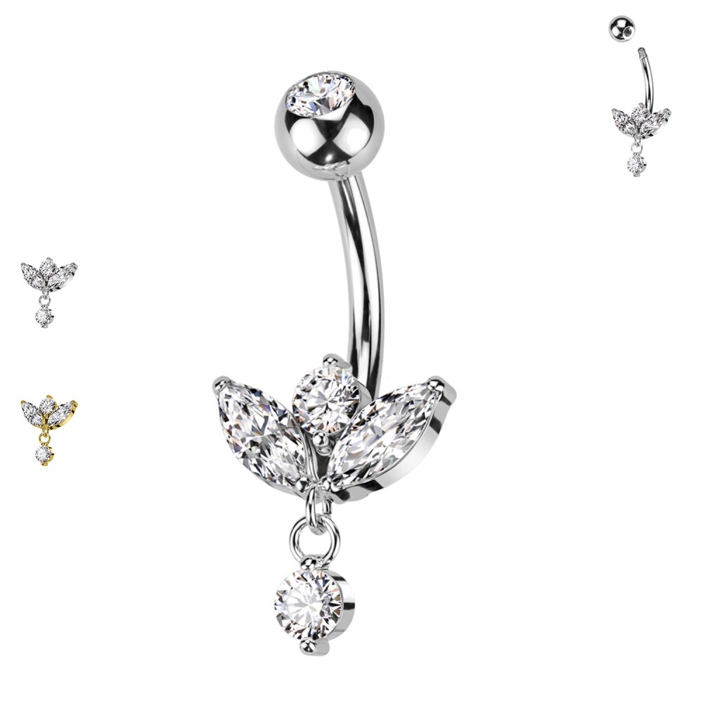 Navel Piercing with Pendente Cristalli