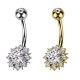 PD-221 Belly Button Piercing with Crystal - Flower