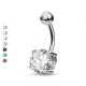 PD-012 Piercing Navel Ball with Crystal made of Steel of Different Colors