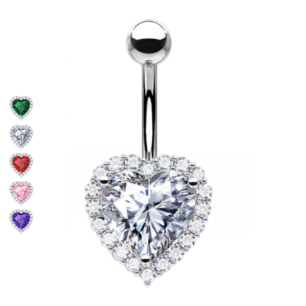 Navel Piercing with Crystal - Heart
