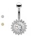 Navel Piercing with Crystal - Round flower