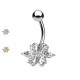 Navel Piercing with Crystal made in Steel - Flower