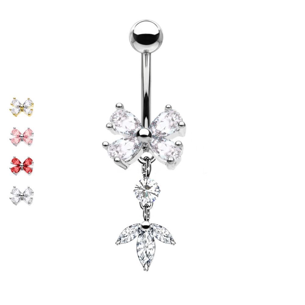 Navel Piercing with Butterfly Crystal