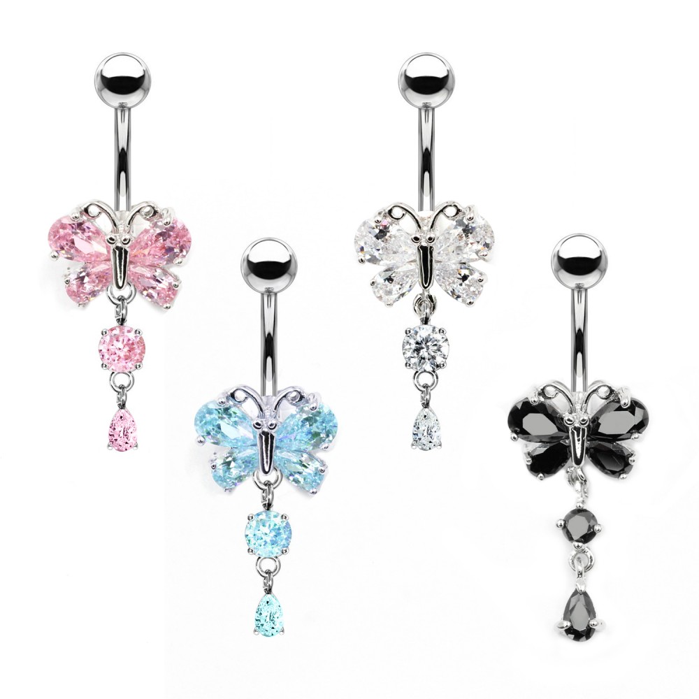 Piercing Navel Butterfly with Crystal